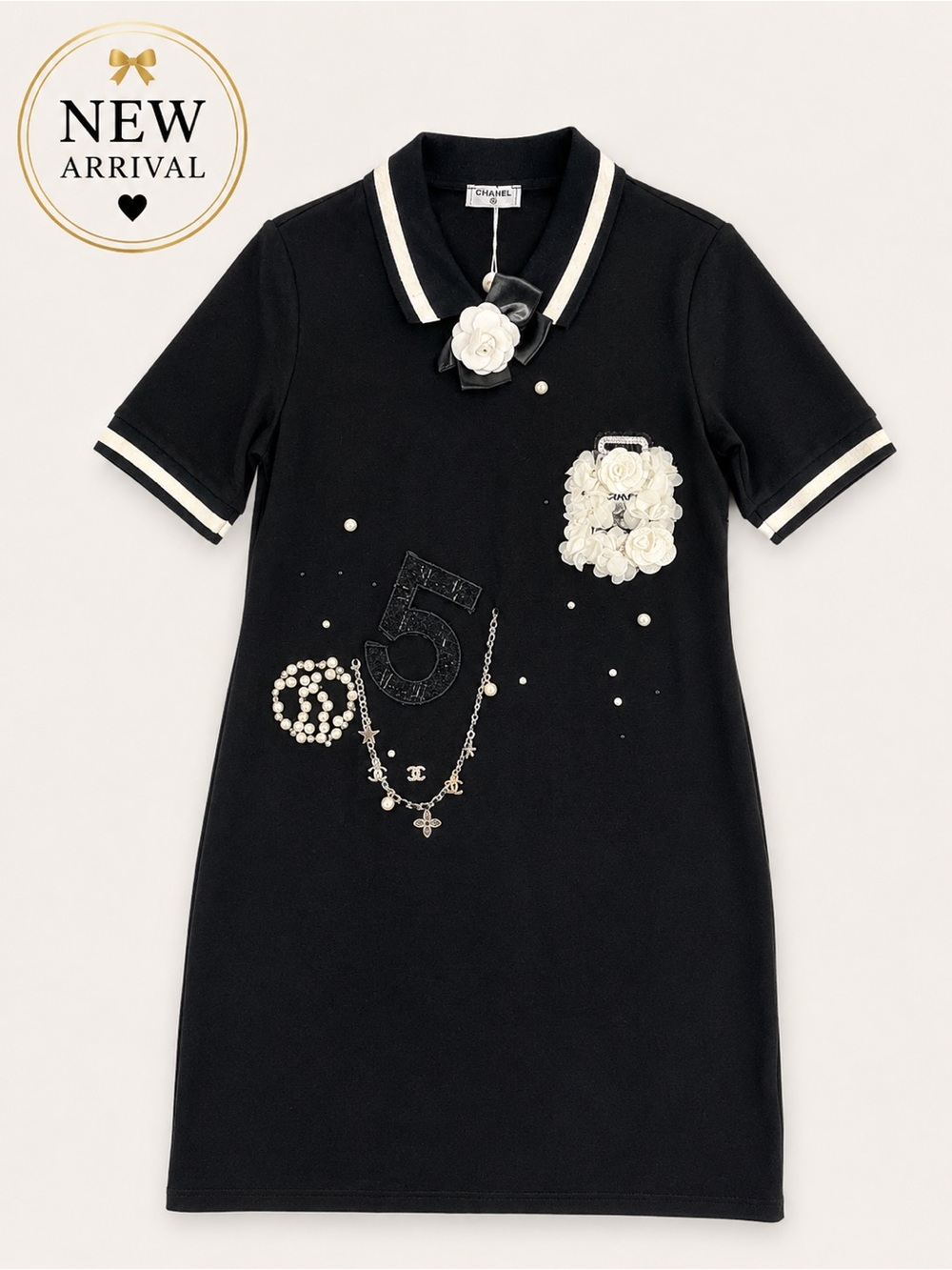 🖤 Women’s Black Embellished Polo Dress 🖤